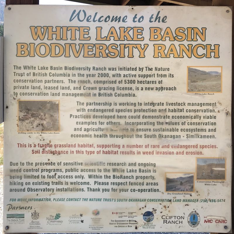 White Lake Basin Biodiversity Ranch welcome sign
