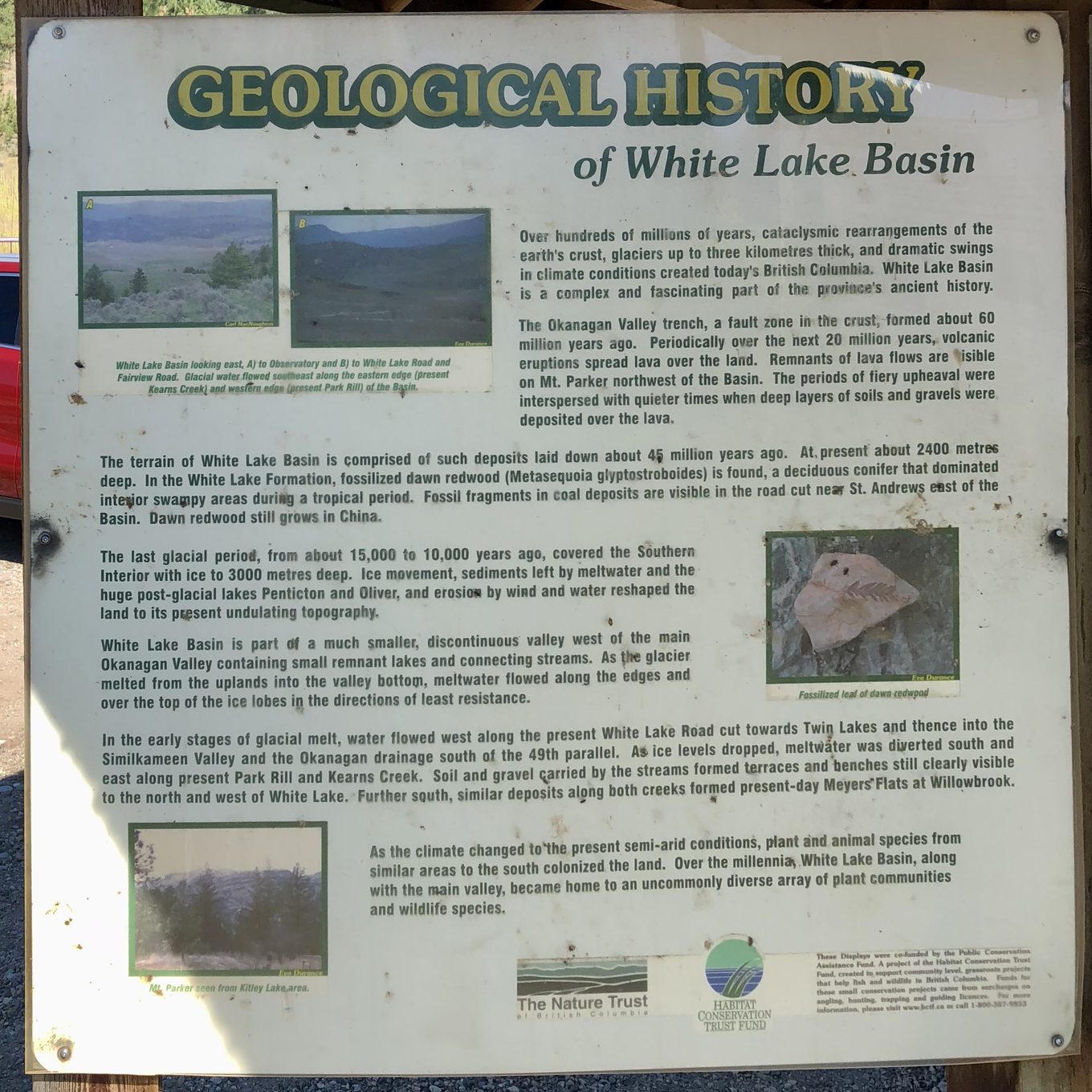 Geological History of White Lake Basin interpretive sign