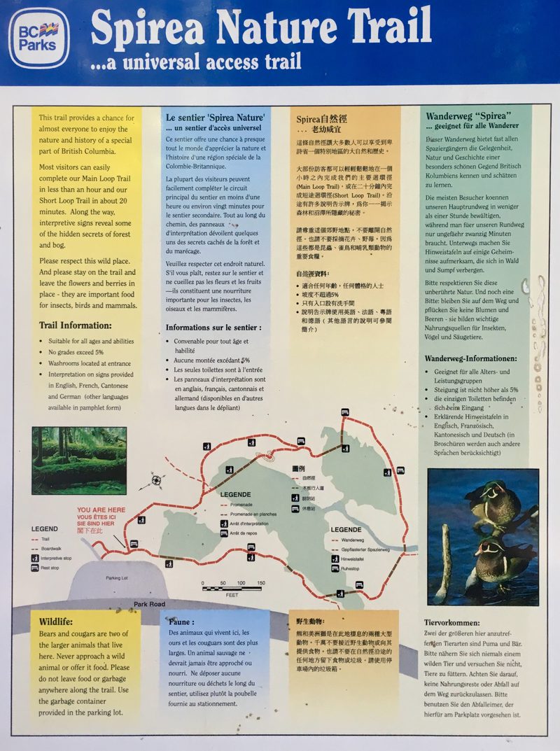 Full view of the Spirea Nature Trail information sign